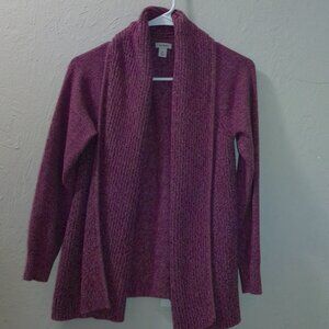L.L. Bean Women’s Medium Open Front Cardigan Sweater Purple Knit Cozy